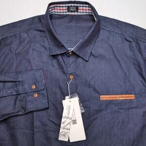 Coofandy Mens Denim Button Down Shirt - XXL NWT